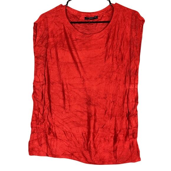 Banana Republic Womens Sweater Orange Relaxed Vest Knit Round Neck Sleeveless M - Picture 1 of 12
